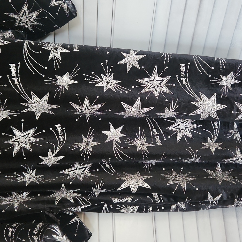 Victoria's Srcret Black Velvet Star Glitter Limited Edition Robe Kimono M/L - Picture 8 of 11